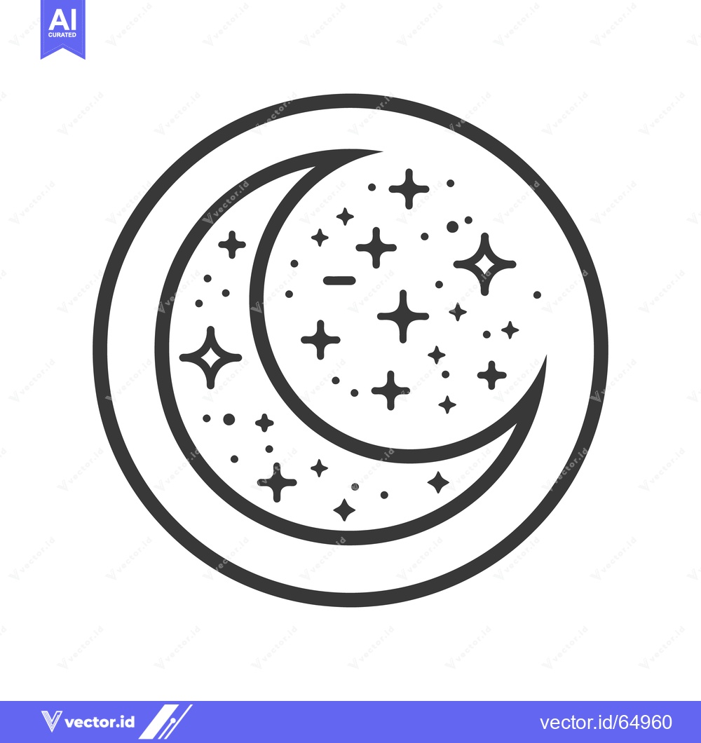 Premium Vector dari A crescent moon encircled by stars and a defining border
