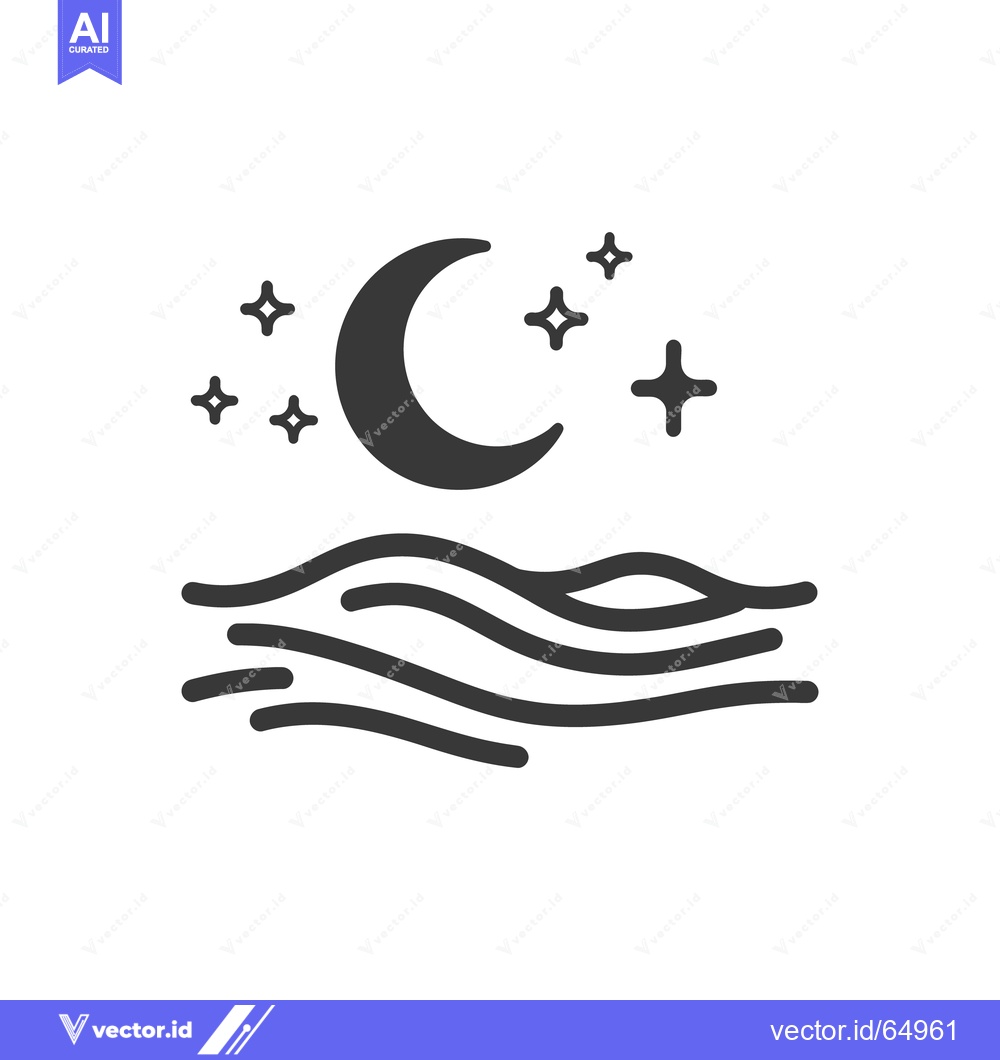 Premium Vector dari A simple illustration shows the night sky over some ocean waves