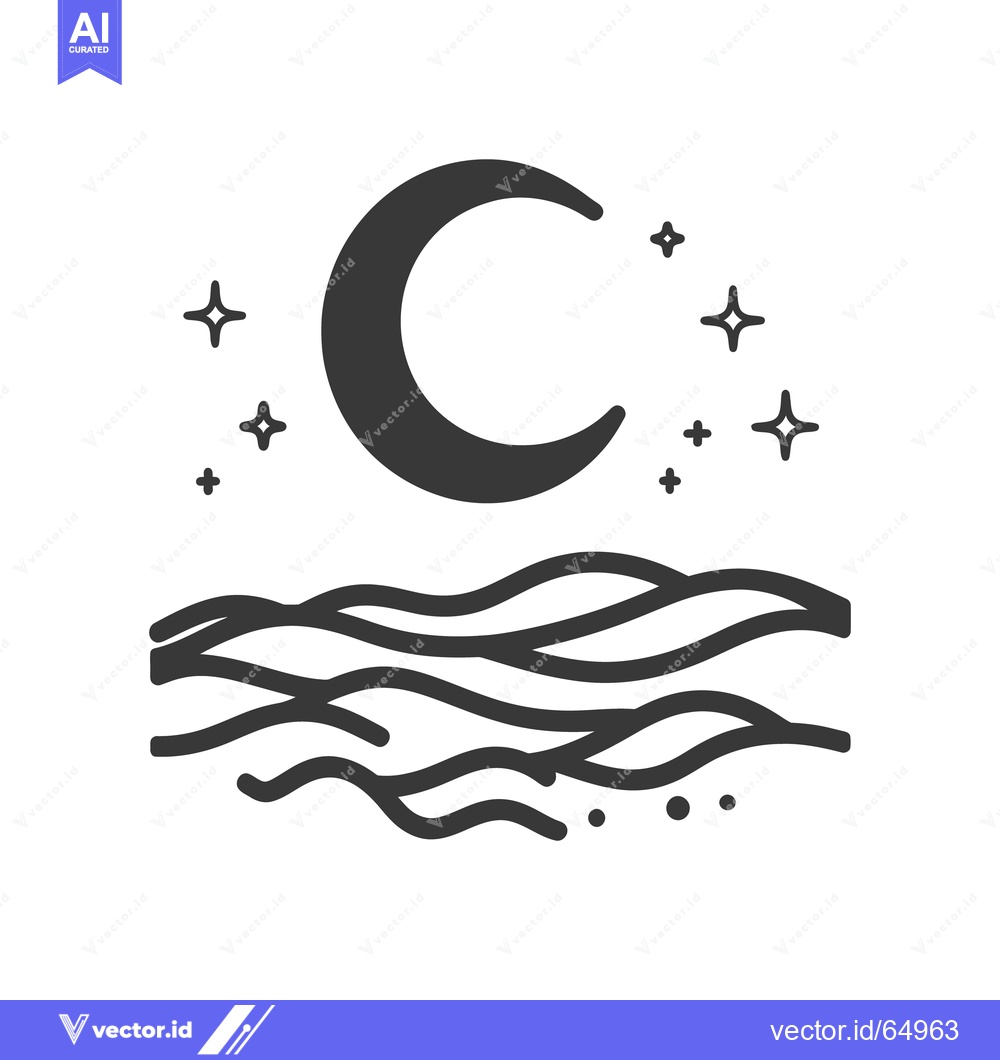 Premium Vector of A black and white minimalist representation of the night sky and water