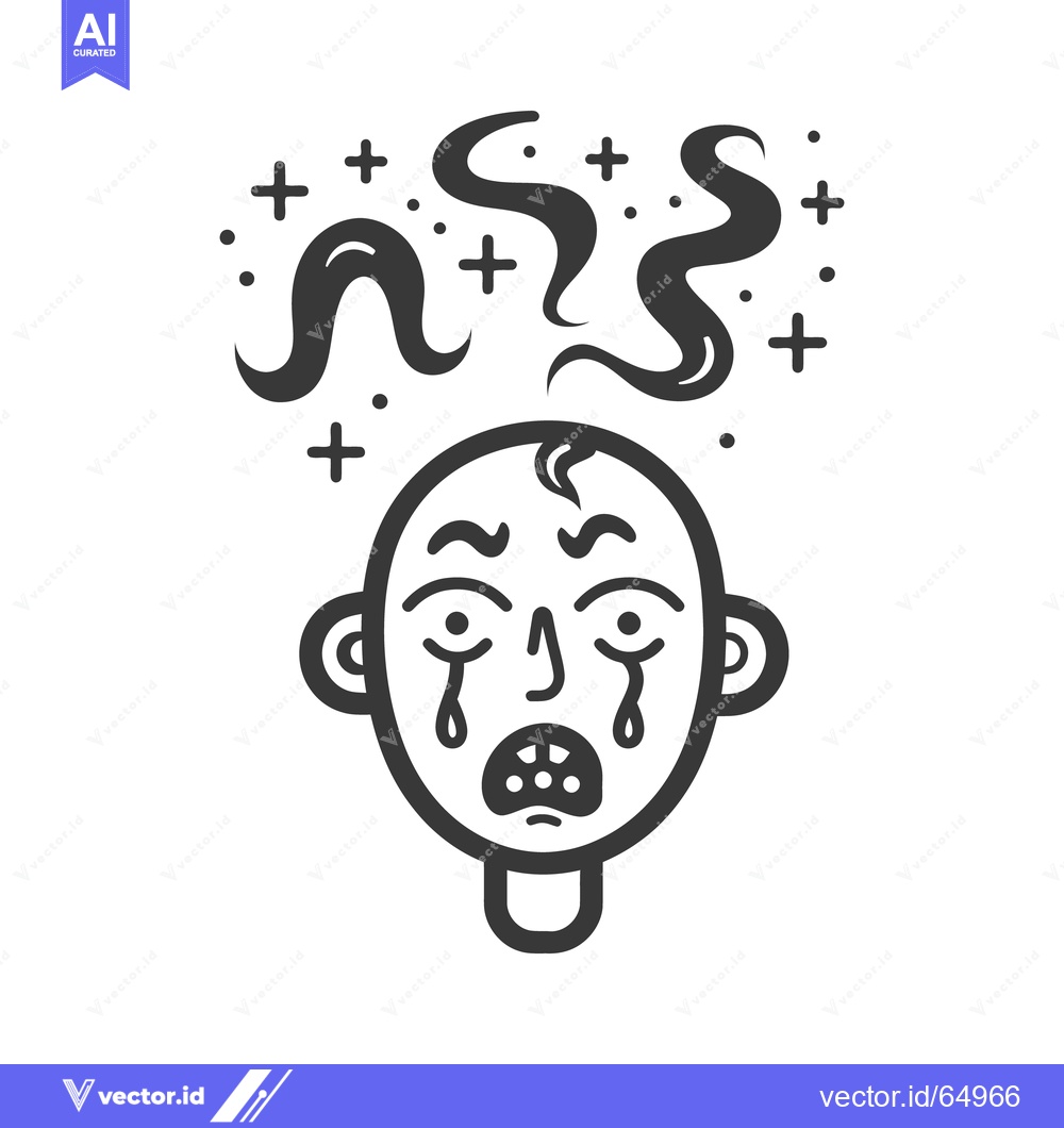 Premium Vector of A crying baby with lines and symbols above their head