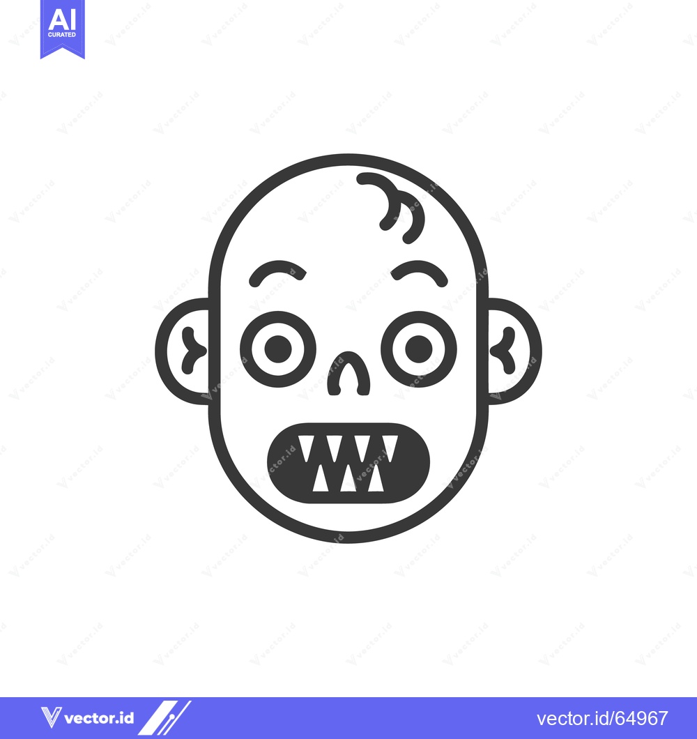 Premium Vector of A simplified black and white illustration of a zombie head