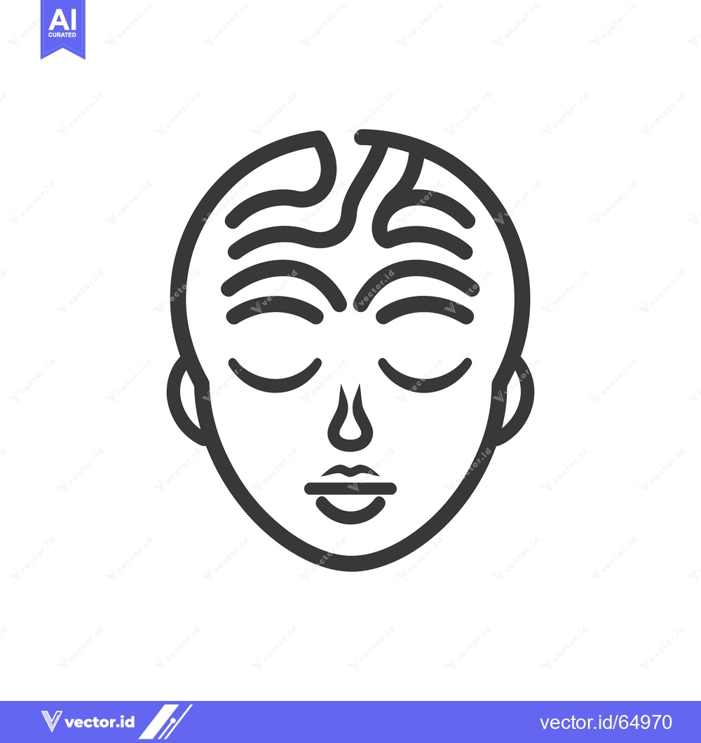Premium Vector dari Simple illustration of a calm face with closed eyes and facial feature