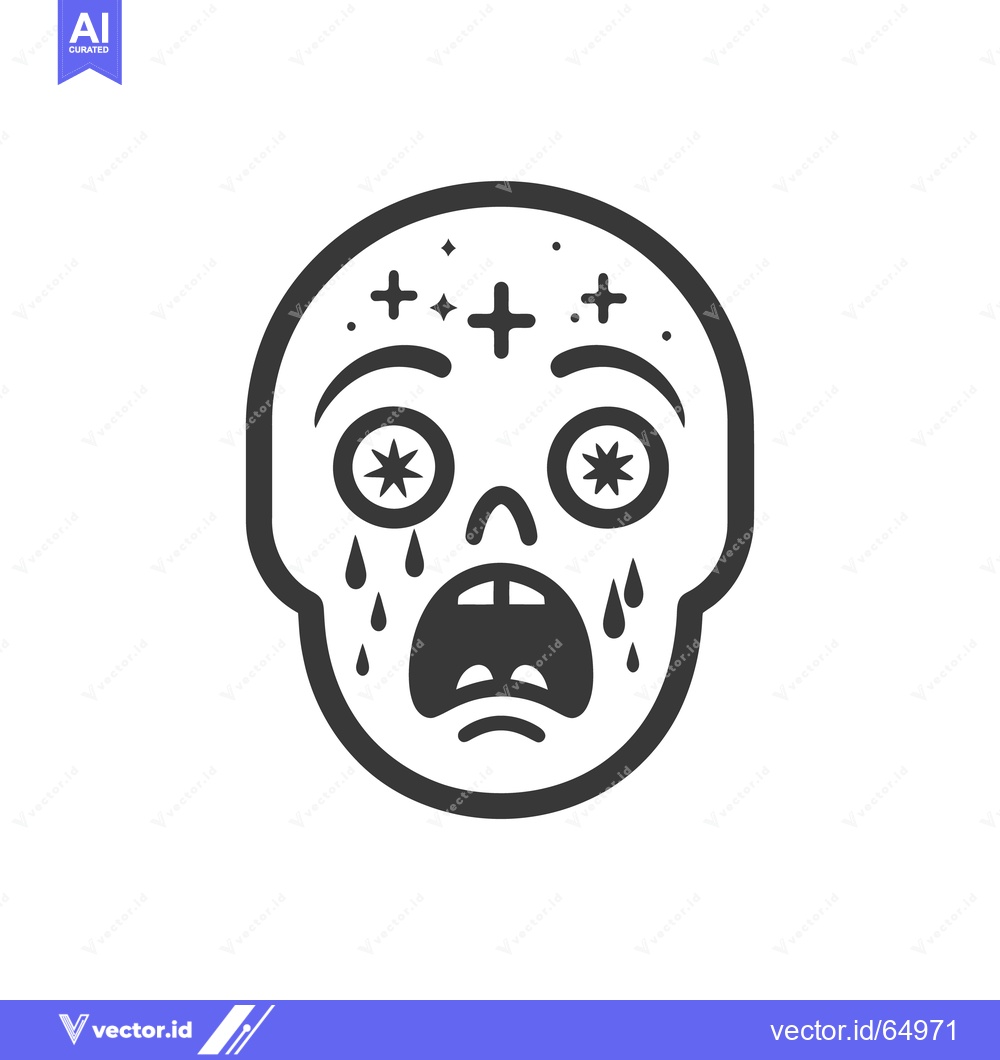 Premium Vector dari Stylized black and white illustration of a distressed skull face