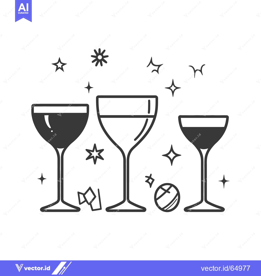 Premium Vector of Three filled drinking glasses and celebratory shapes decorate the imag