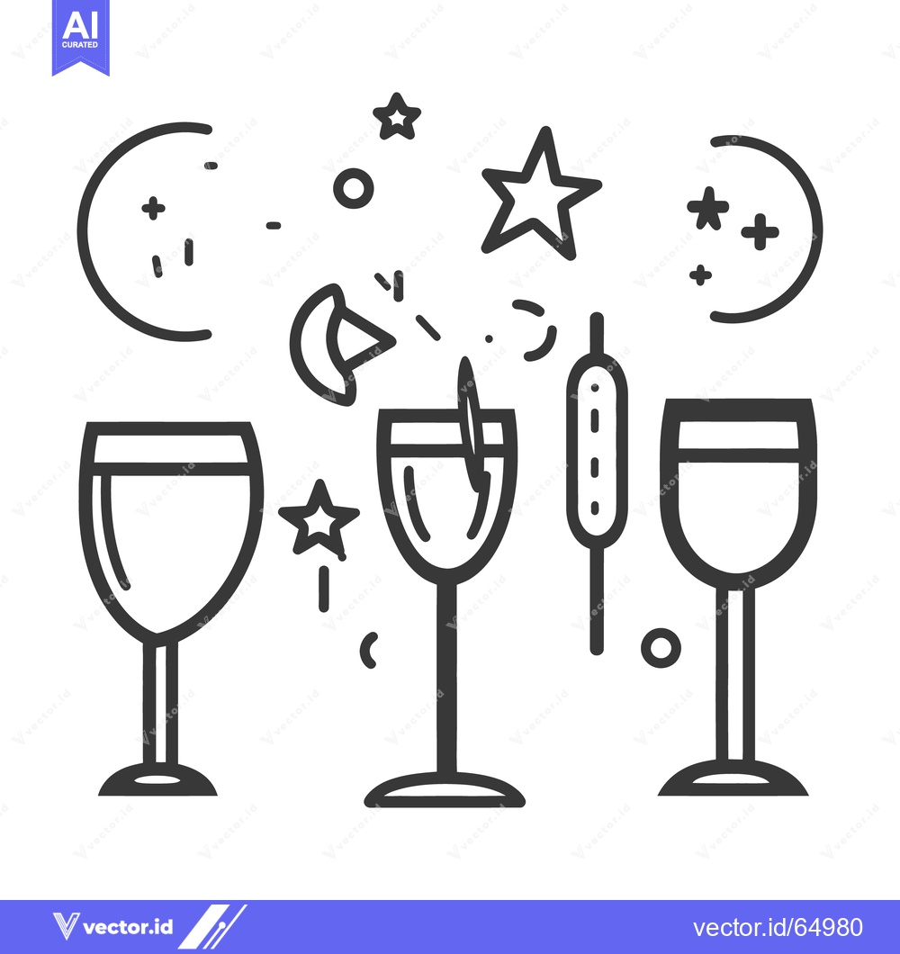 Premium Vector of Celebration graphic featuring glassware with various celebratory eleme