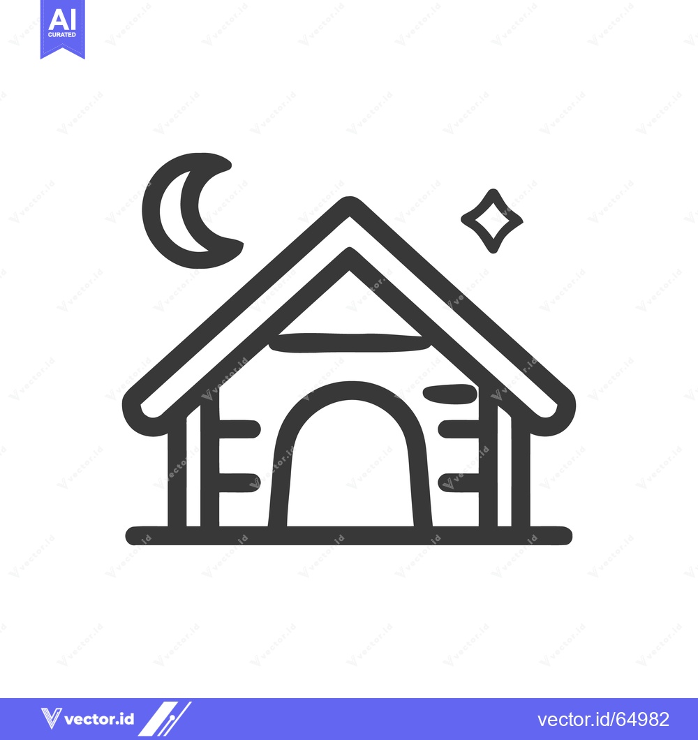 Premium Vector dari Cozy Doghouse Icon with Moon and Star, Nighttime Pet Shelter Symbol