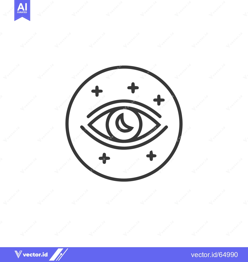 Premium Vector dari Mystical Eye with Crescent Moon Pupil and Stars, Minimalist Line Art