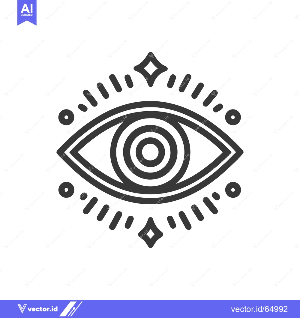 Premium Vector dari Minimalist Eye Icon with Geometric Ornamentation in Black and White