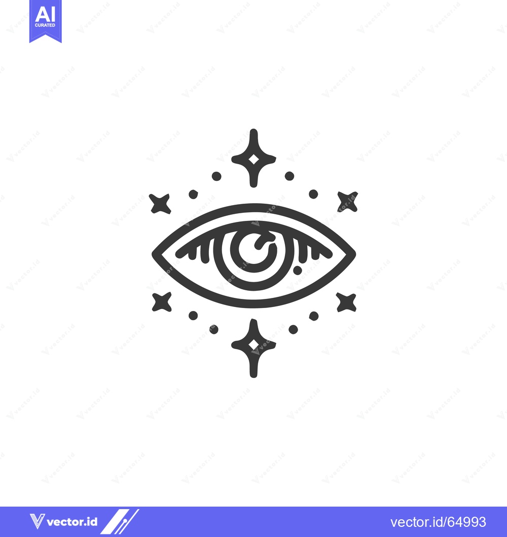 Premium Vector of Mystical Eye Icon with Stars, Outline Style, Esoteric Symbolism