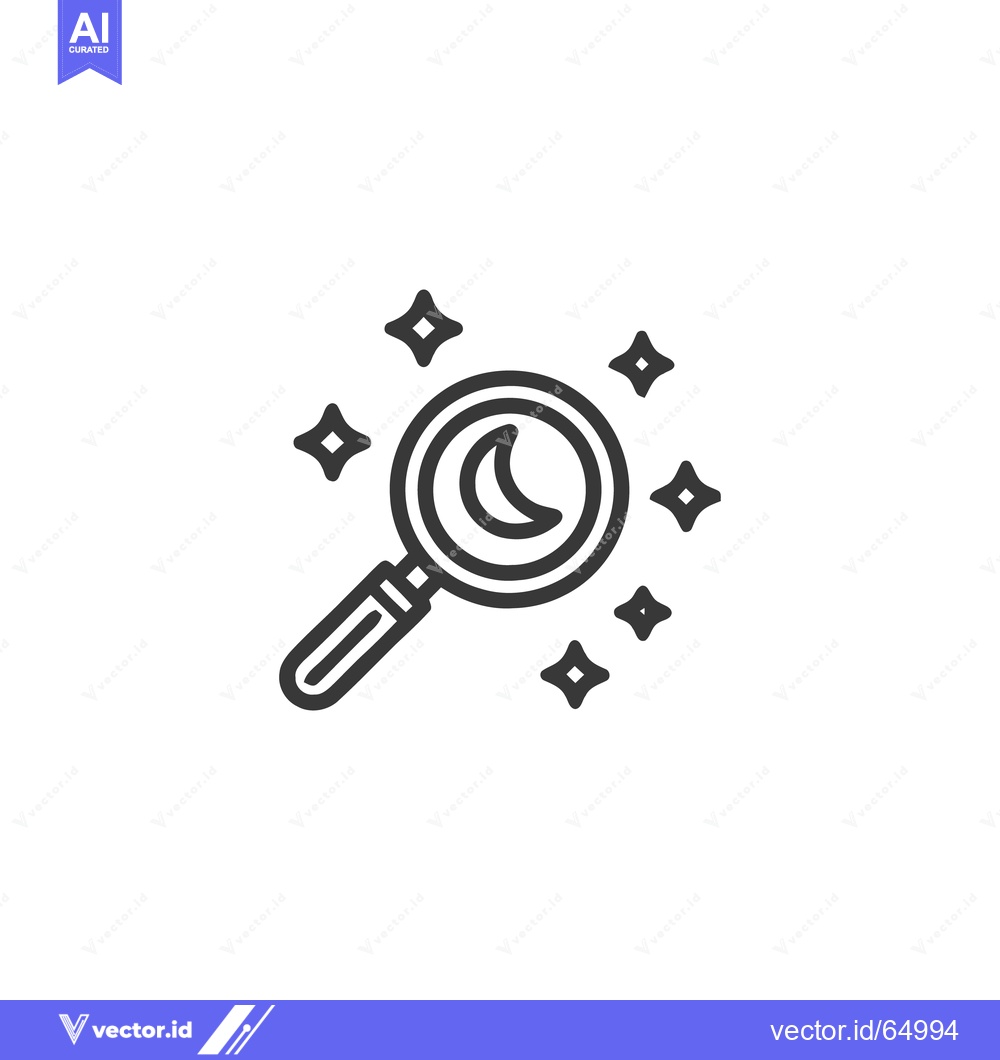 Premium Vector dari Celestial Search: Magnifying Moon and Stars with Sleek Line Art Design