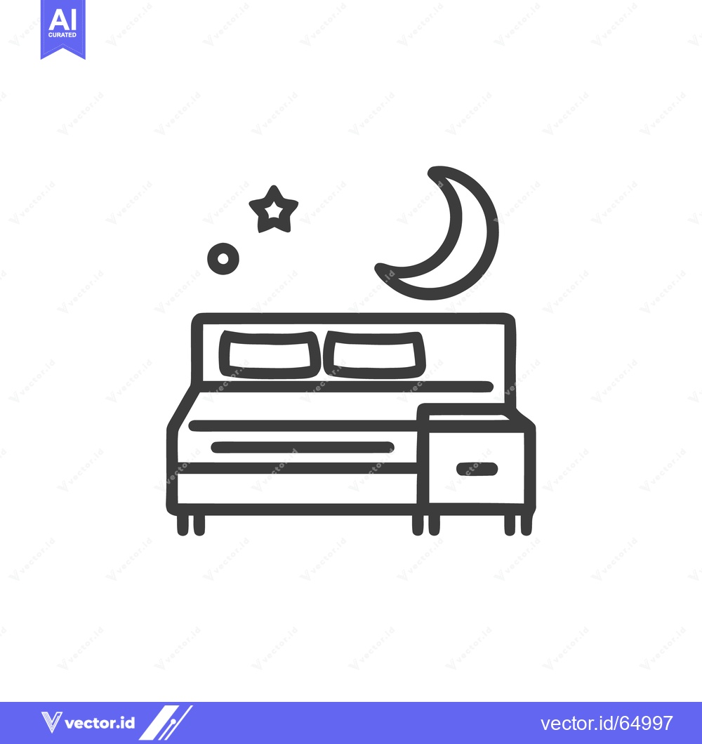 Premium Vector dari Minimalist Bed Icon with Moon and Star, Nighttime Sleep Symbol