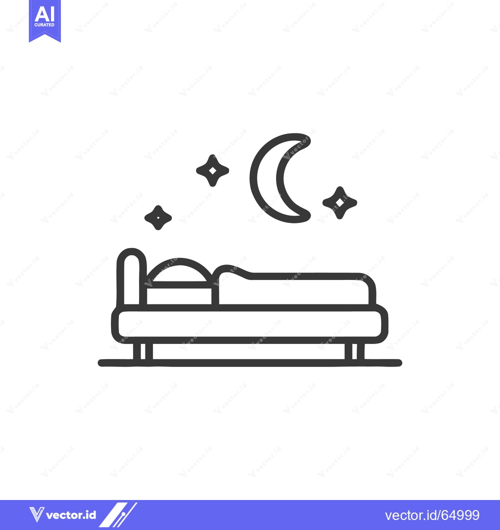 Premium Vector dari Minimalist Bed Icon with Moon and Stars, Sleep Concept