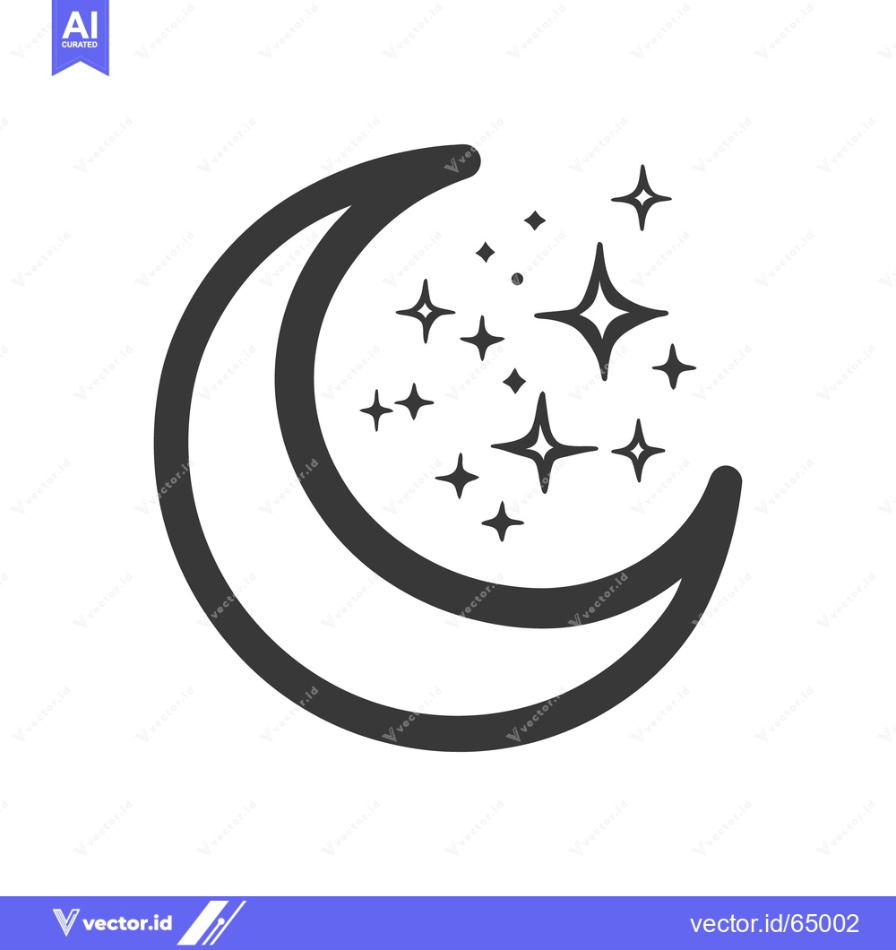 Premium Vector dari A crescent moon with stars illuminating the dark space