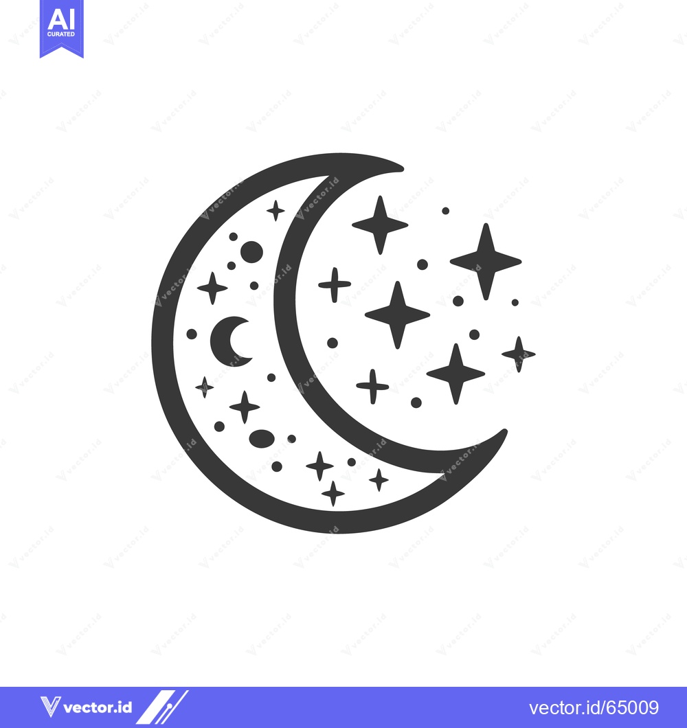 Premium Vector of A stylized crescent moon surrounded by stars in a simple design