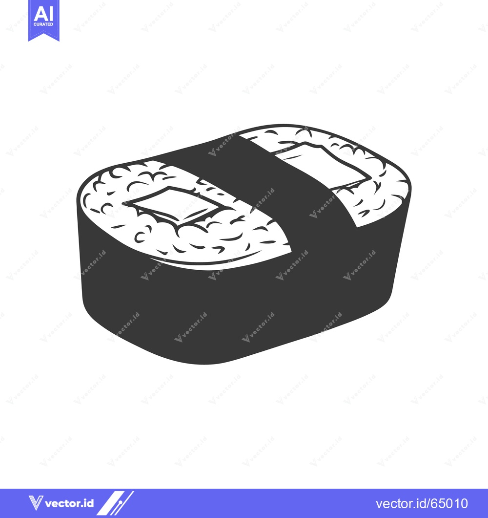 Premium Vector of A simplified black and white illustration of a sushi roll