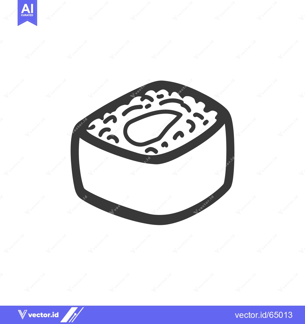 Premium Vector of A monochrome illustration depicting a single piece of sushi