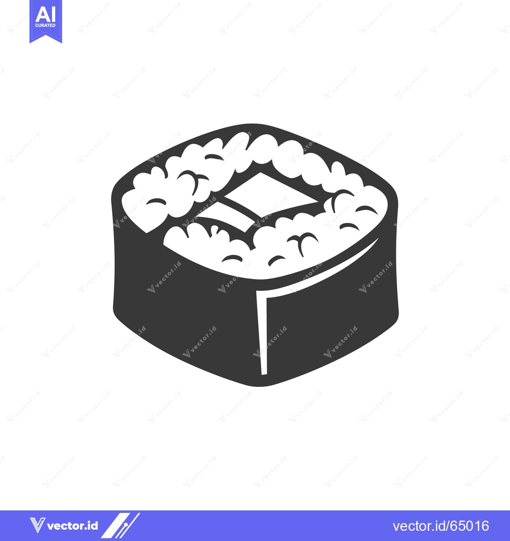 Premium Vector dari A monochrome image depicting a single piece of sushi