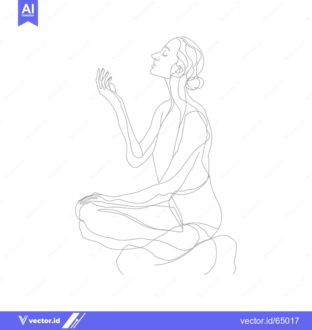 Premium Vector of Single-Line Illustration of a Woman in a Sitting Pose