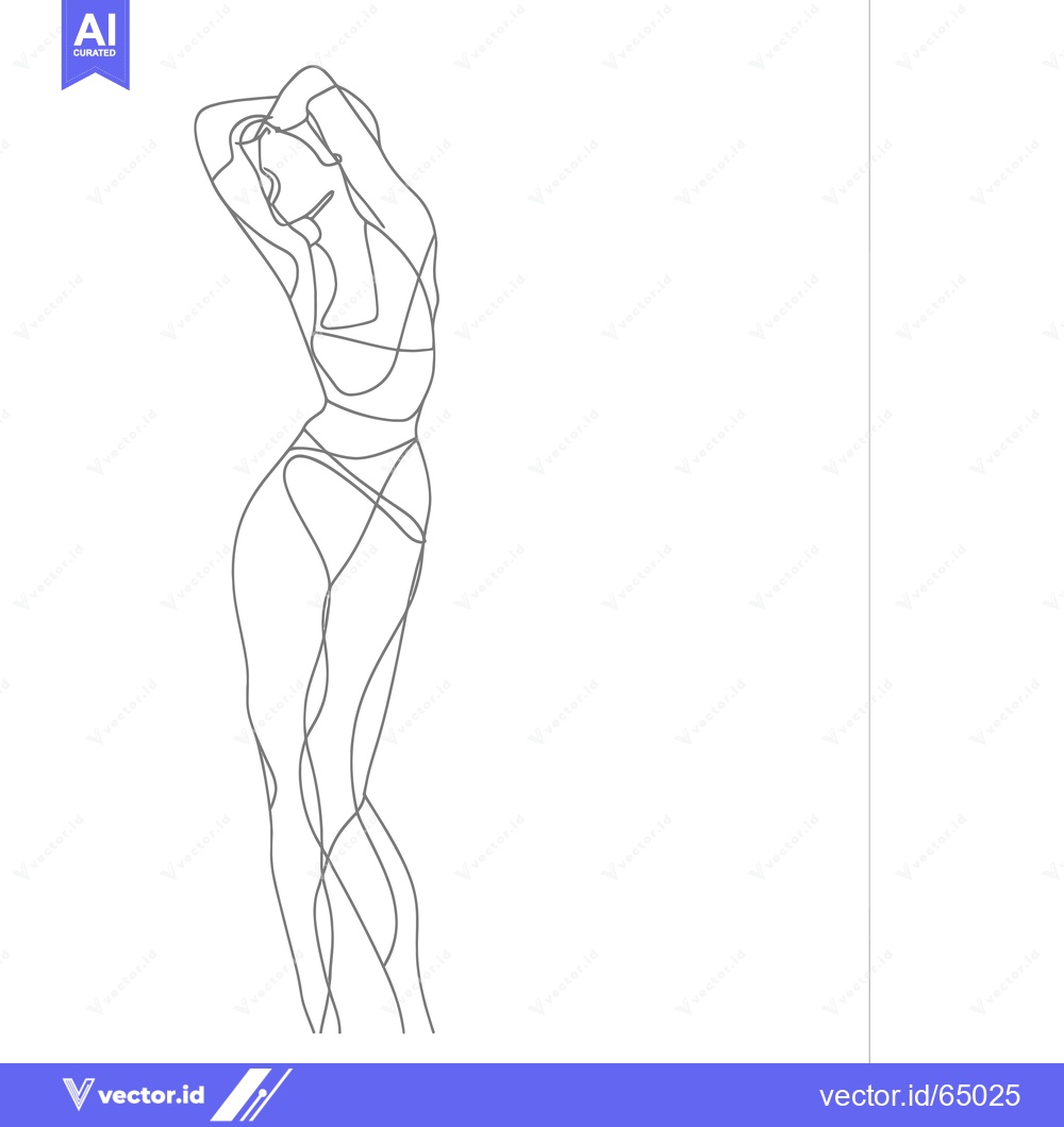 Premium Vector dari Single-Line Drawing of a Woman in a Bikini