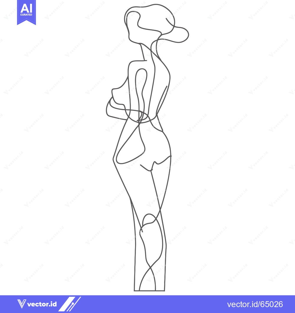Premium Vector dari Continuous Line Drawing of a Woman in a Standing Pose