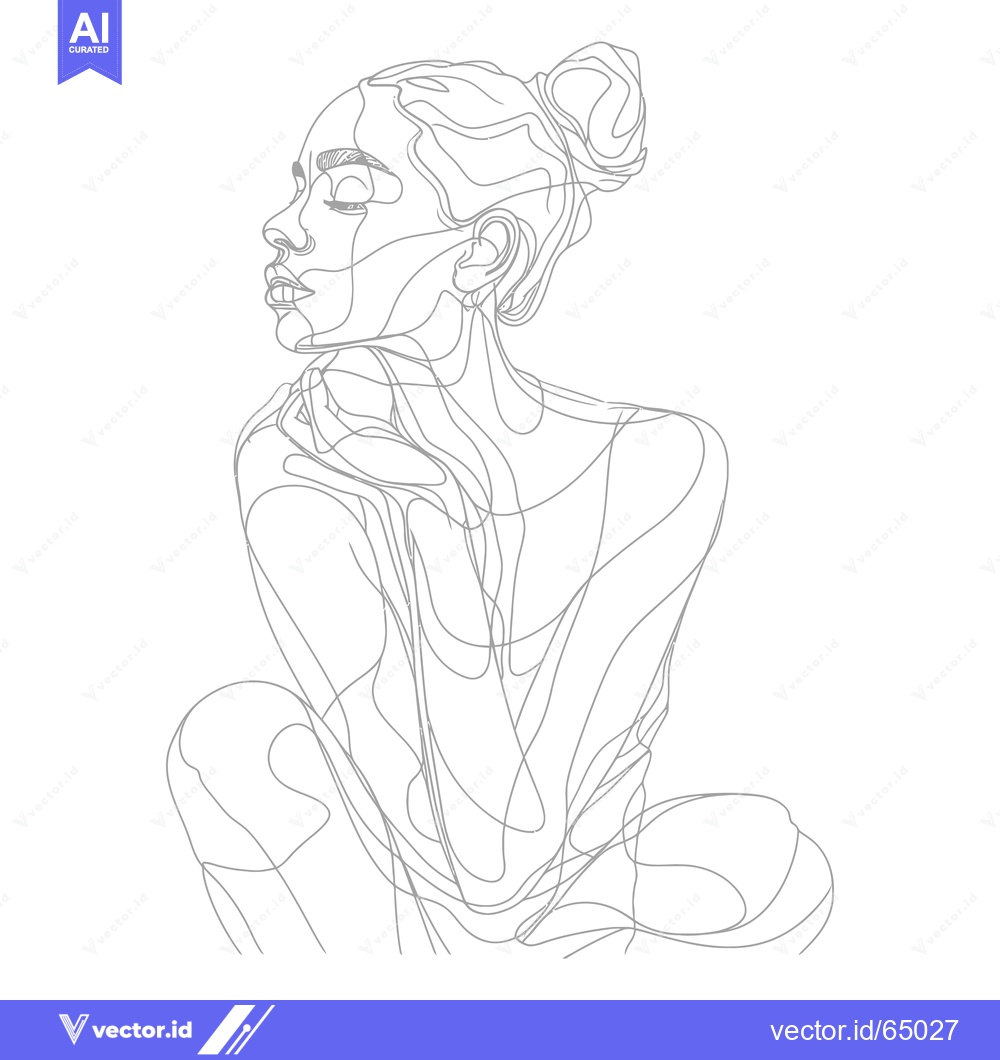 Premium Vector of A Single-Line Drawing of a Woman with Her Eyes Closed