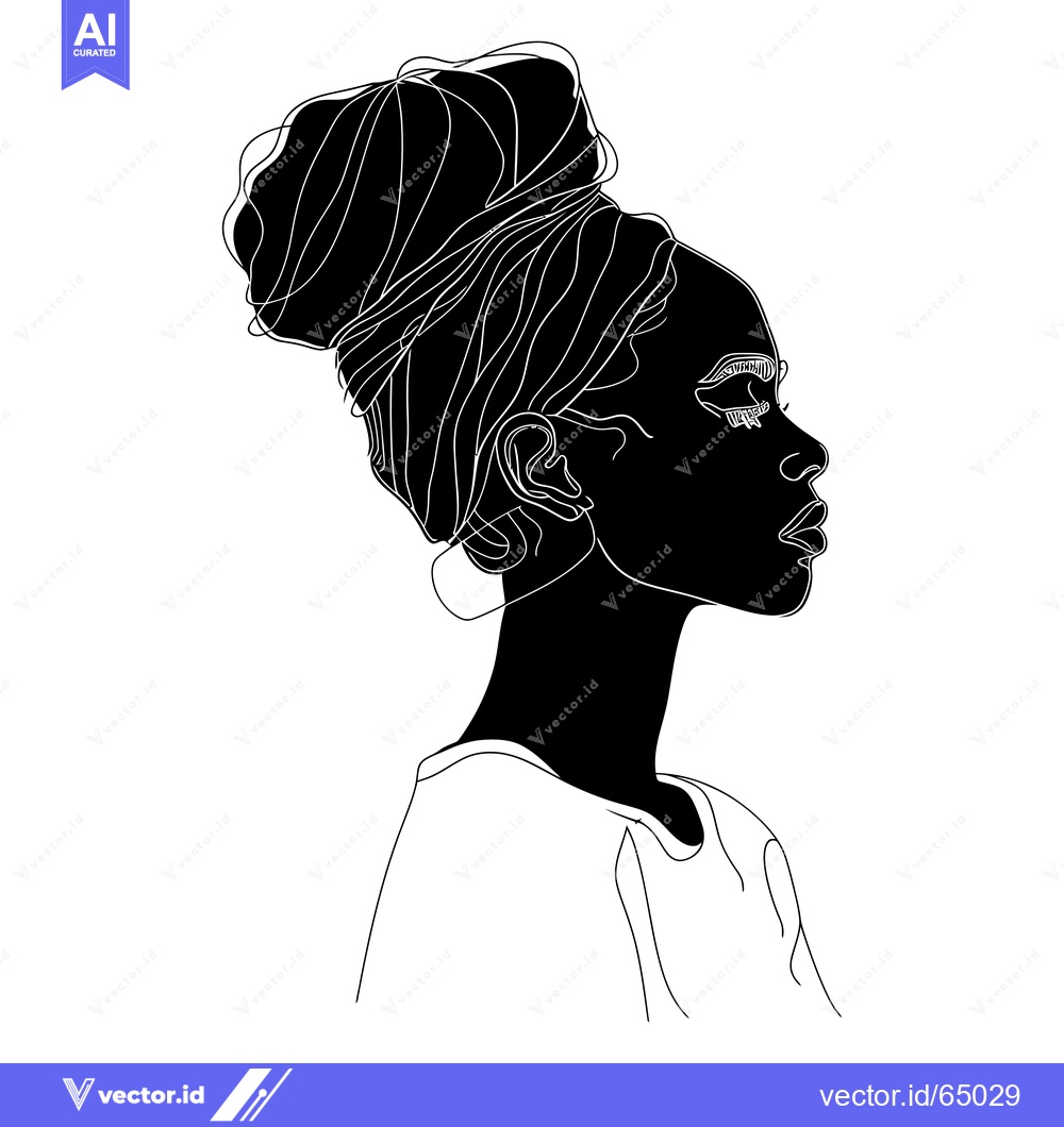 Premium Vector dari Black and White Silhouette of a Woman with Her Hair Up
