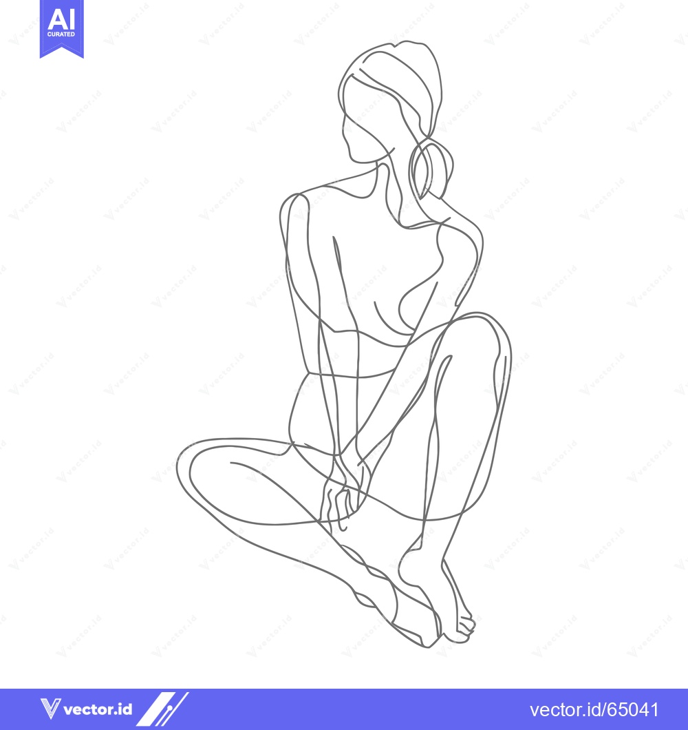 Premium Vector dari One-Line Drawing of a Woman Sitting with Her Legs Crossed