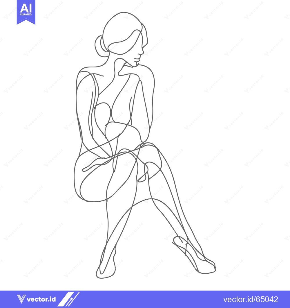 Premium Vector of Single Line Drawing of a Woman Sitting with Her Arms Crossed