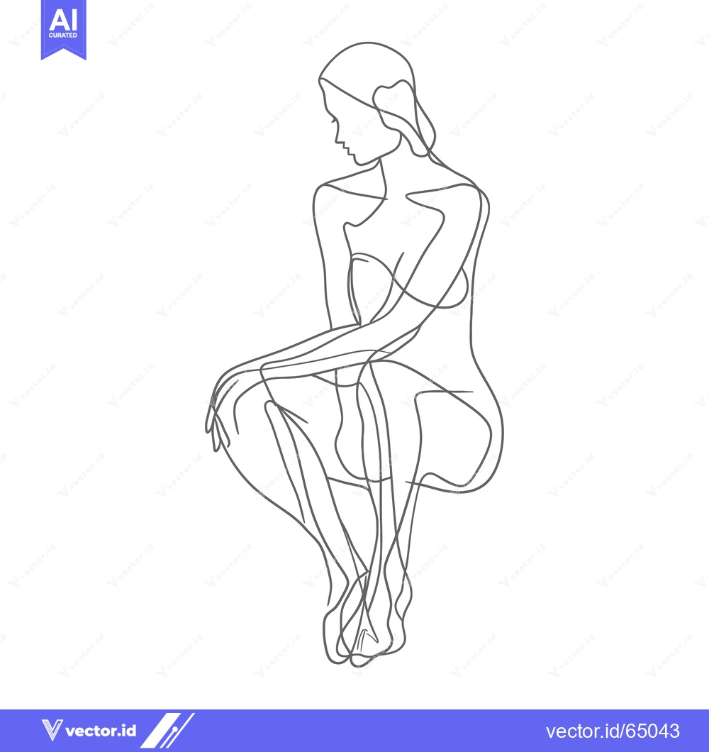Premium Vector of One-Line Drawing of a Woman Sitting with Legs Crossed