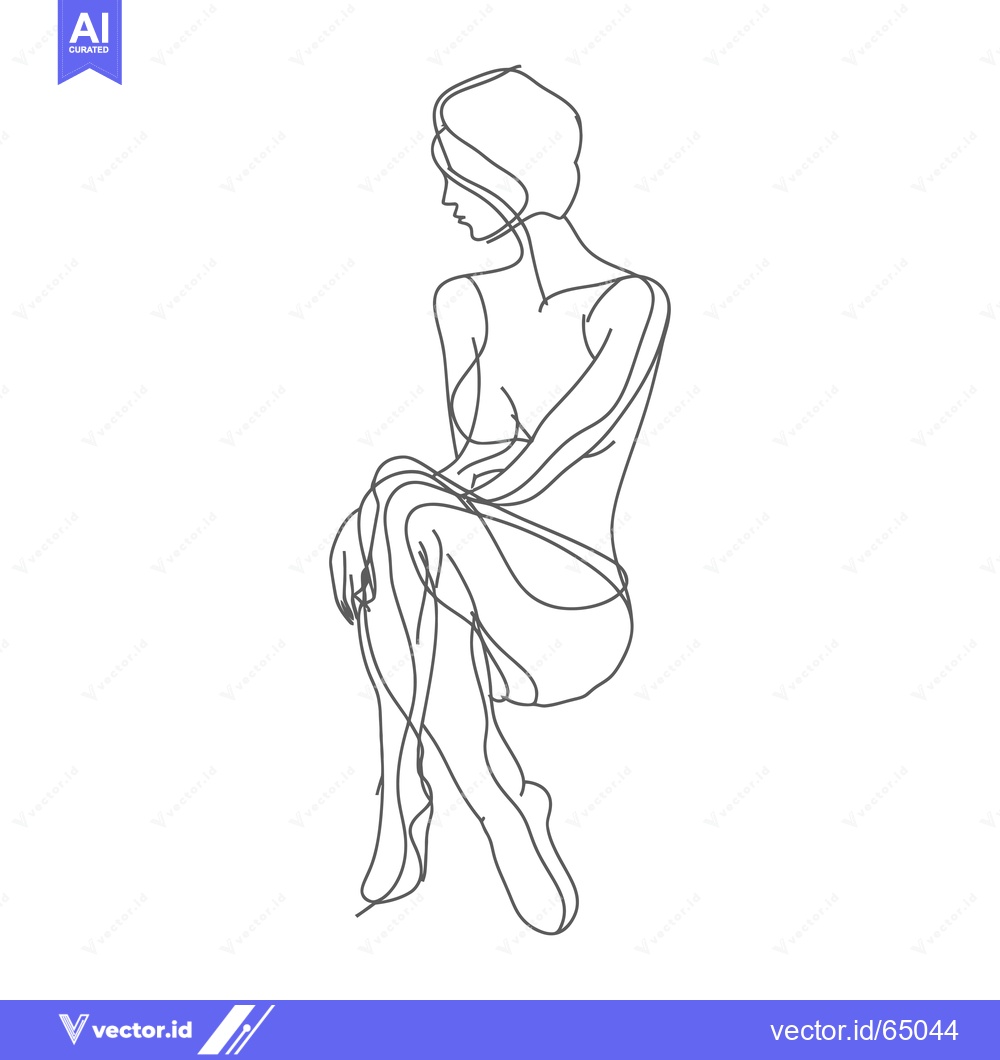 Premium Vector of One-Line Drawing of a Seated Woman in Profile