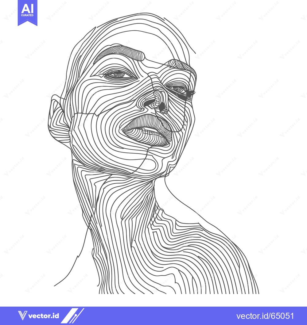 Premium Vector dari Abstract Line Drawing of a Woman's Face