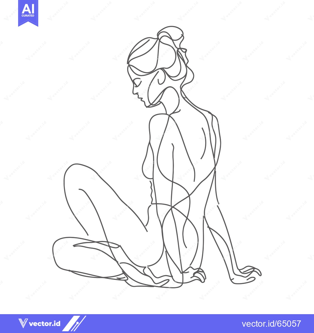 Premium Vector dari Single Line Drawing of a Woman Sitting with Her Head Down
