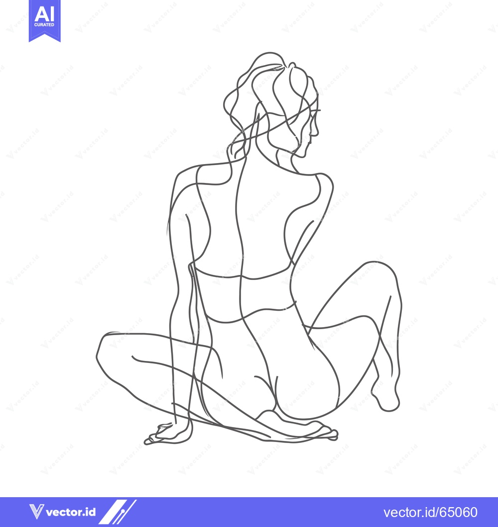 Premium Vector of Single-Line Drawing of a Woman in a Seated Pose