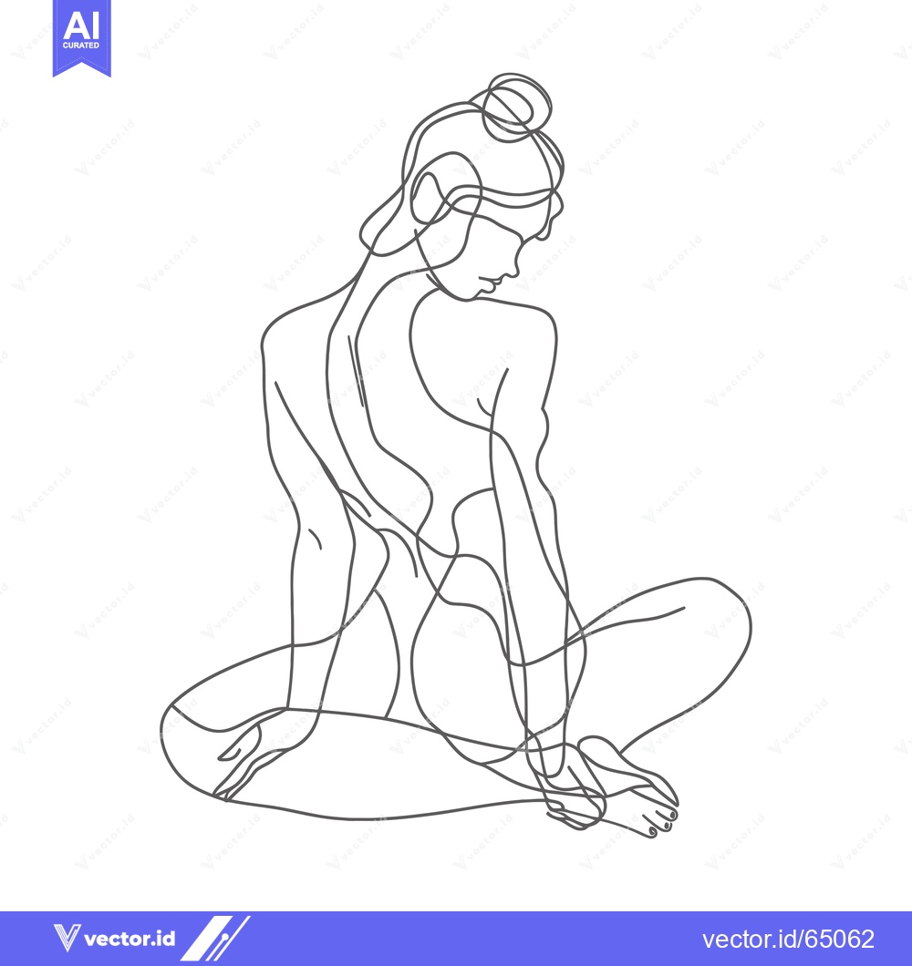Premium Vector dari Single Line Drawing of a Woman in a Seated Pose