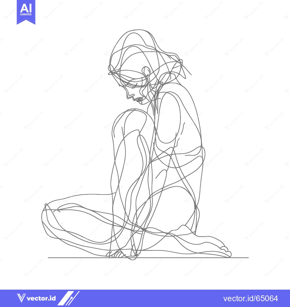 Premium Vector dari Continuous Line Drawing of a Seated Woman
