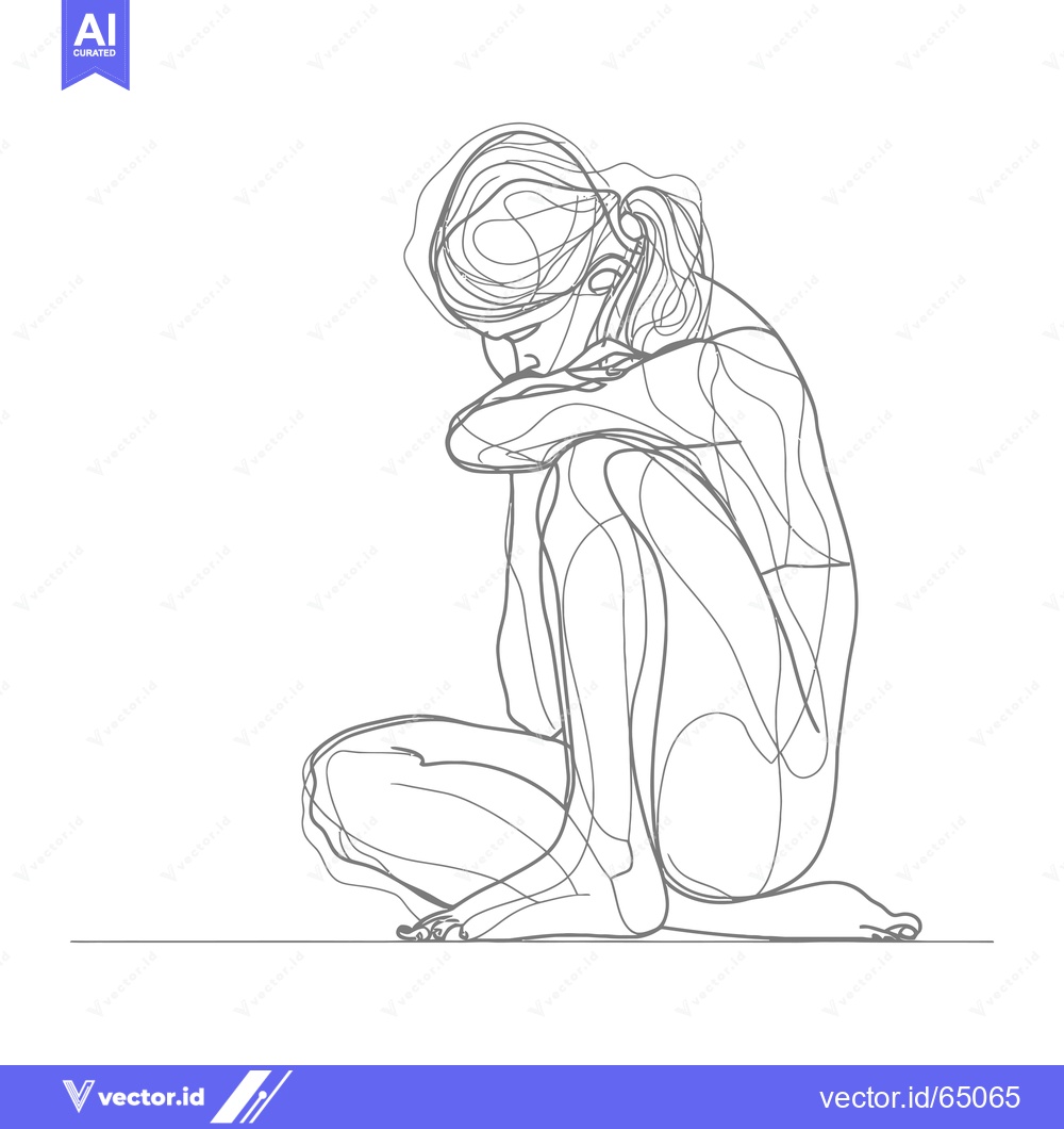 Premium Vector dari Single-Line Drawing of a Woman in a Sitting Pose