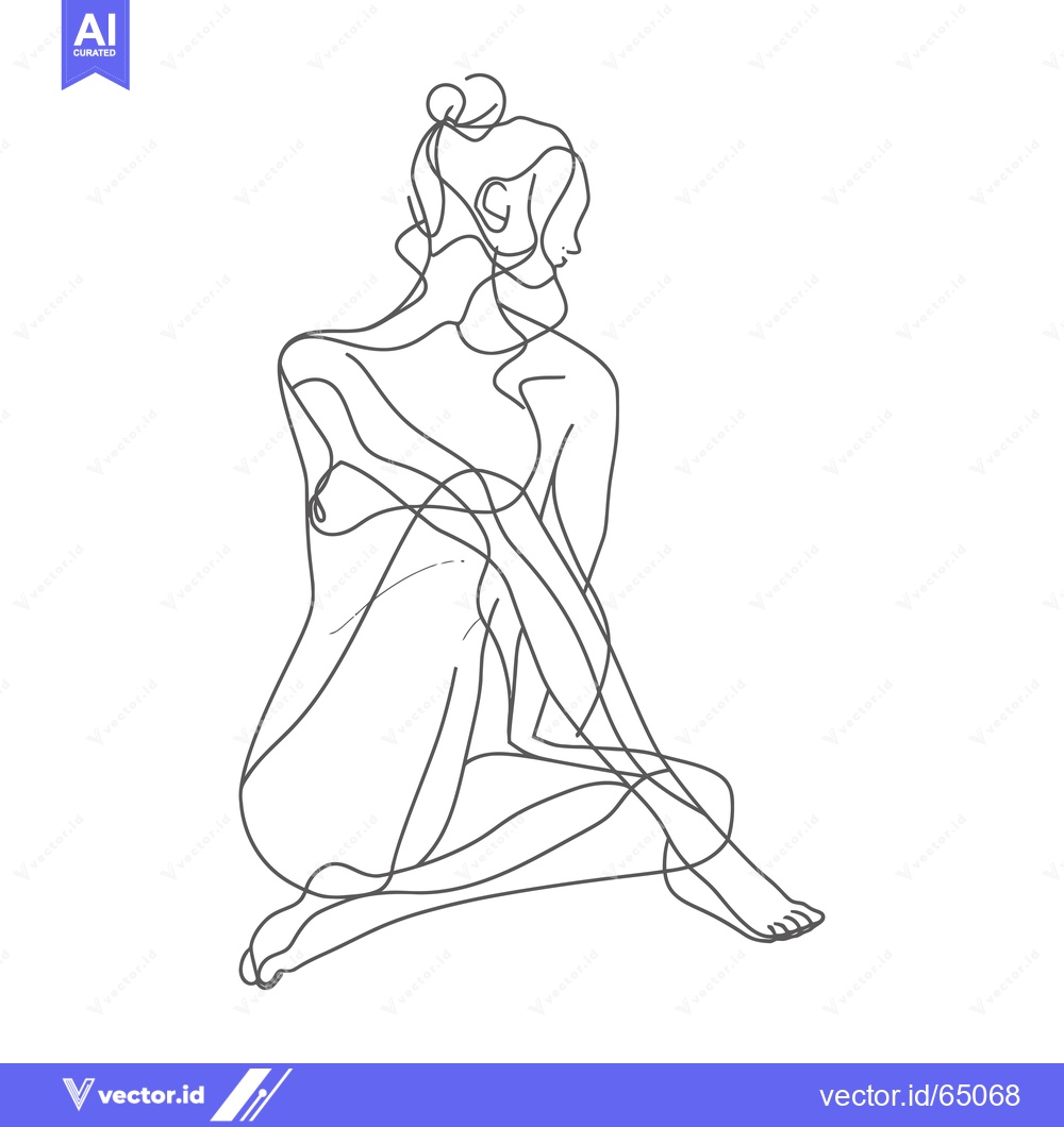 Premium Vector of Continuous Line Drawing of a Seated Woman
