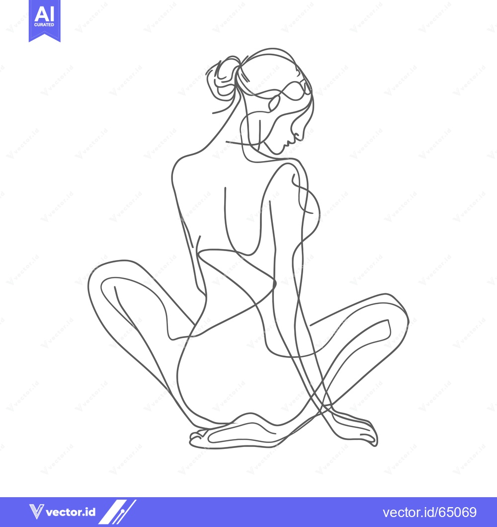 Premium Vector dari Single-Line Drawing of a Woman in a Sitting Pose