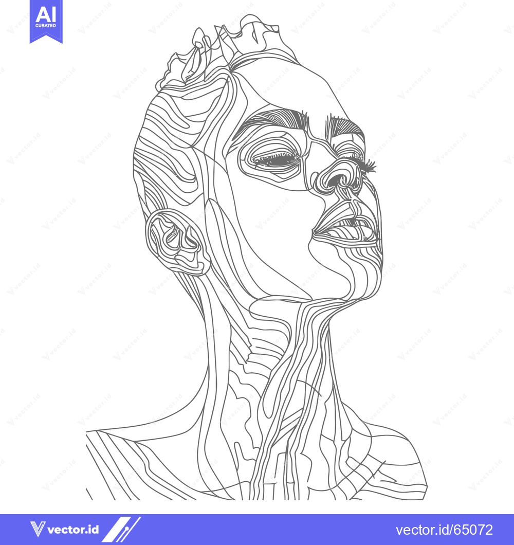 Premium Vector dari Line Art Portrait of a Woman with Closed Eyes