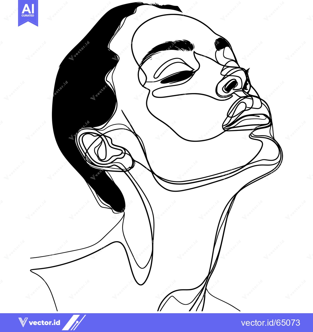 Premium Vector dari A Single Line Drawing of a Woman's Profile with Closed Eyes