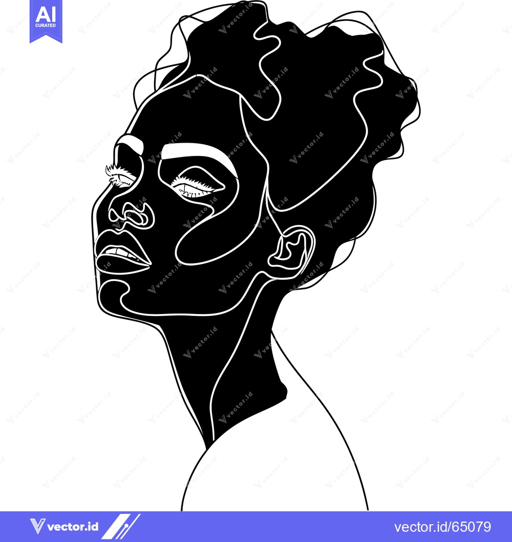 Premium Vector dari Abstract Line Art Portrait of a Woman with Her Eyes Closed