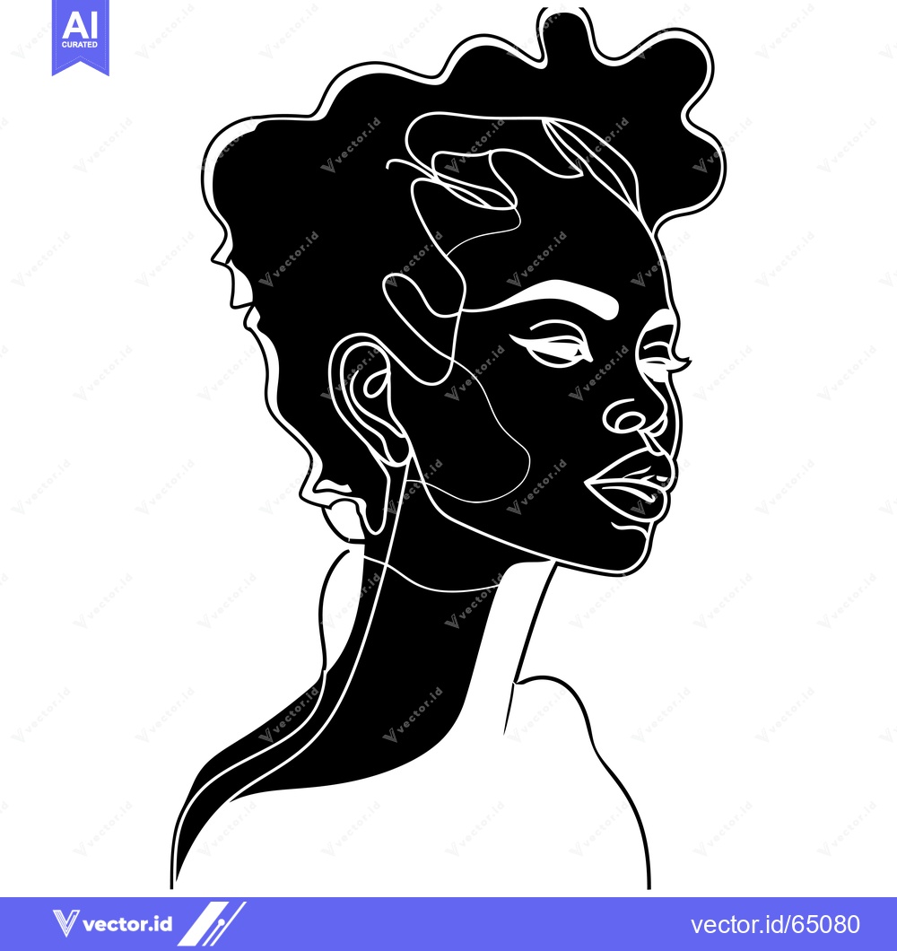 Premium Vector dari Black and White Line Art Portrait of a Woman