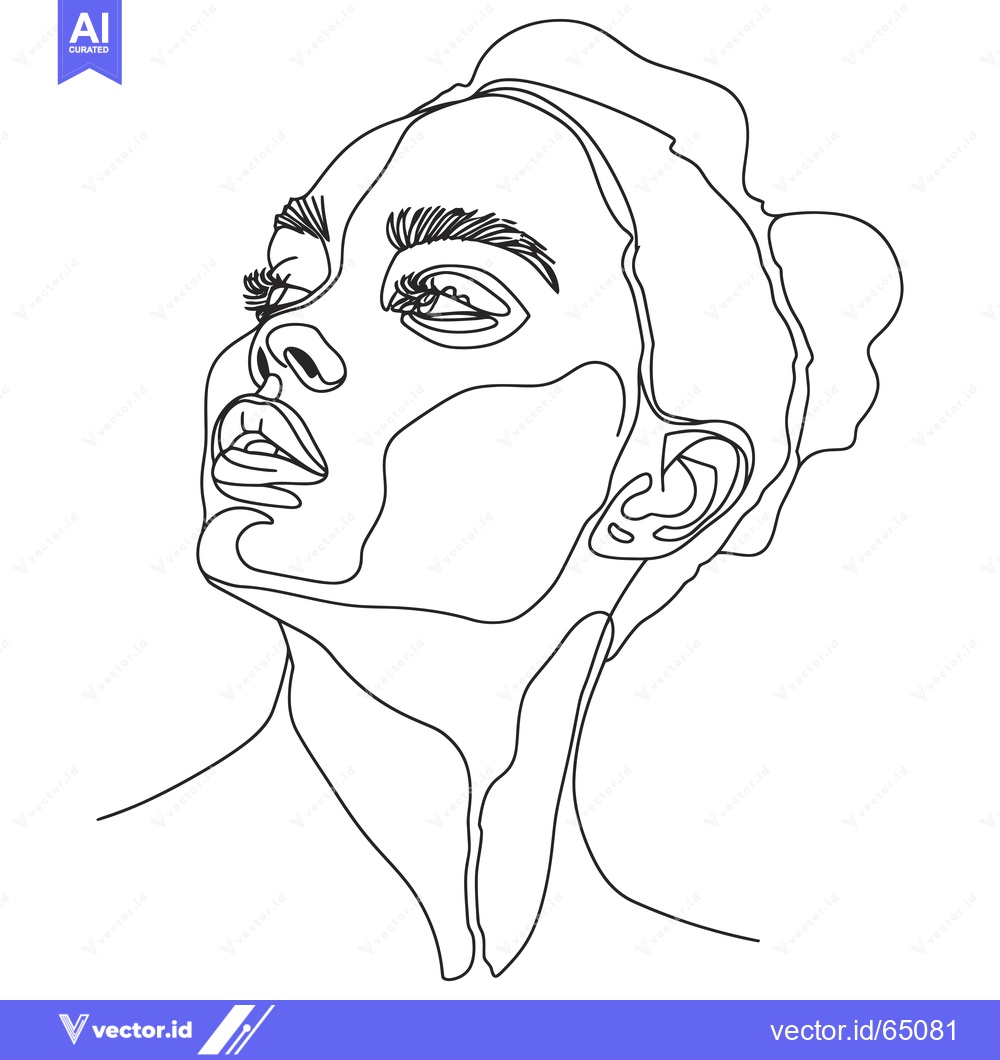 Premium Vector of Line Drawing of a Woman's Face Looking Upward