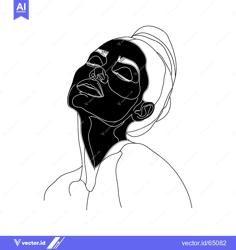 Premium Vector dari A Line Drawing of a Woman's Face with Eyes Closed