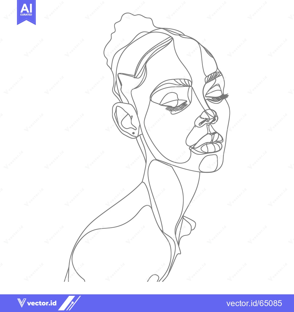 Premium Vector dari A Single-Line Drawing of a Woman's Face with Closed Eyes