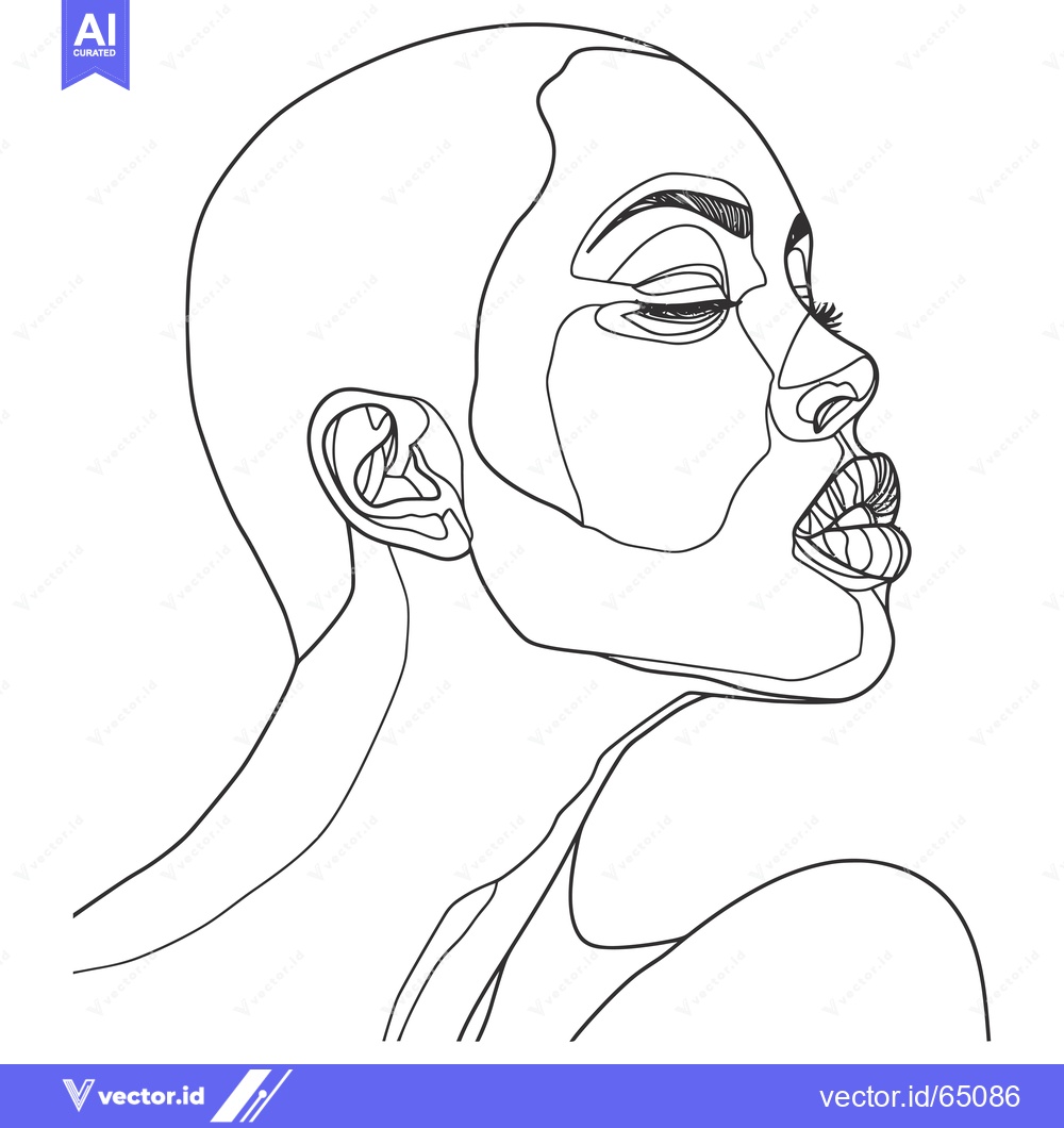 Premium Vector dari Single-line  drawing of  a woman's  profile with  closed  eyes and  sl