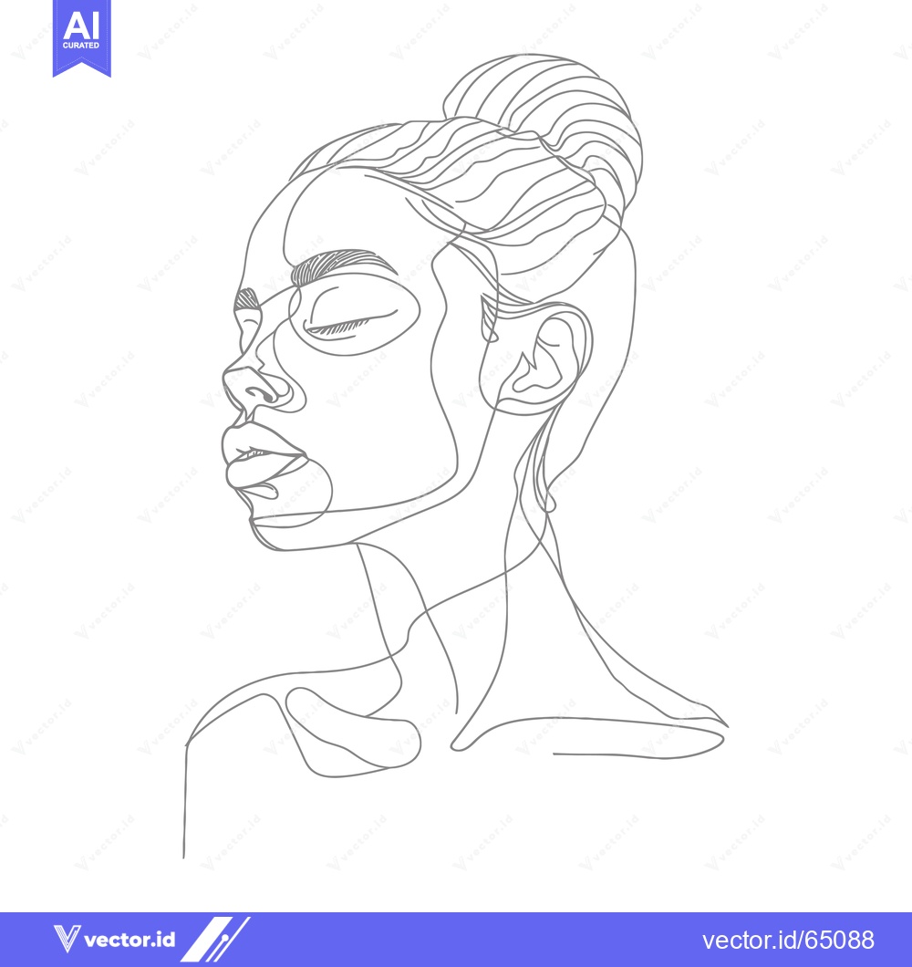 Premium Vector of Single-Line Portrait of a Woman with Closed Eyes