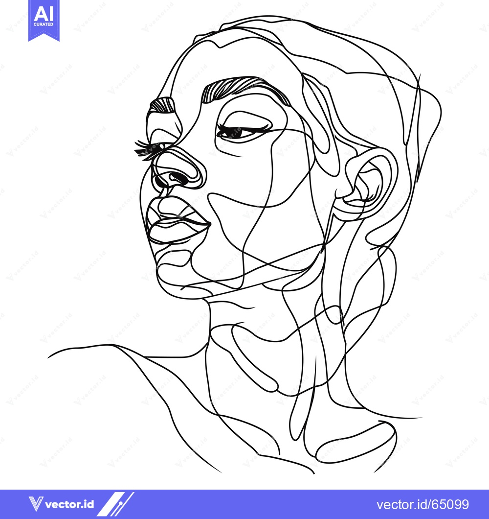 Premium Vector of Abstract Line Drawing of a Woman's Face