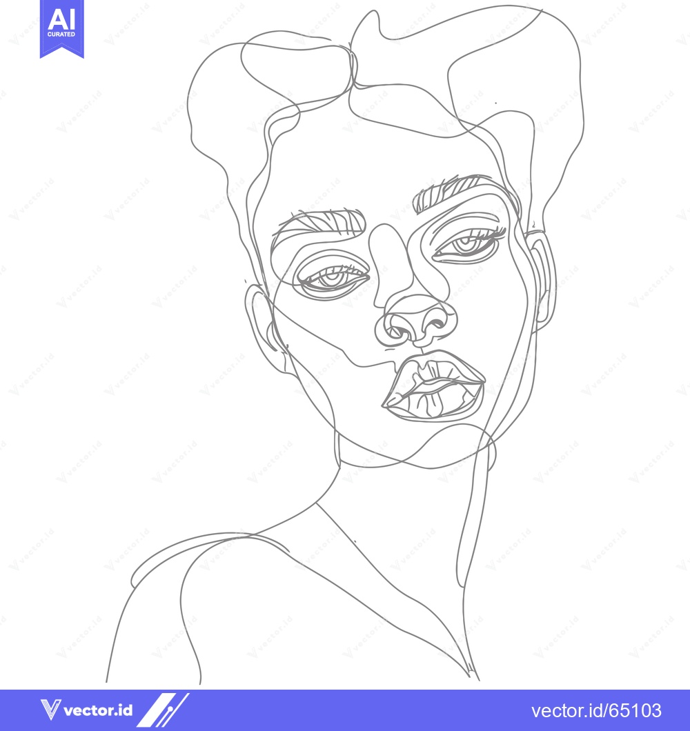 Premium Vector of A Single-Line Illustration of a Woman's Face