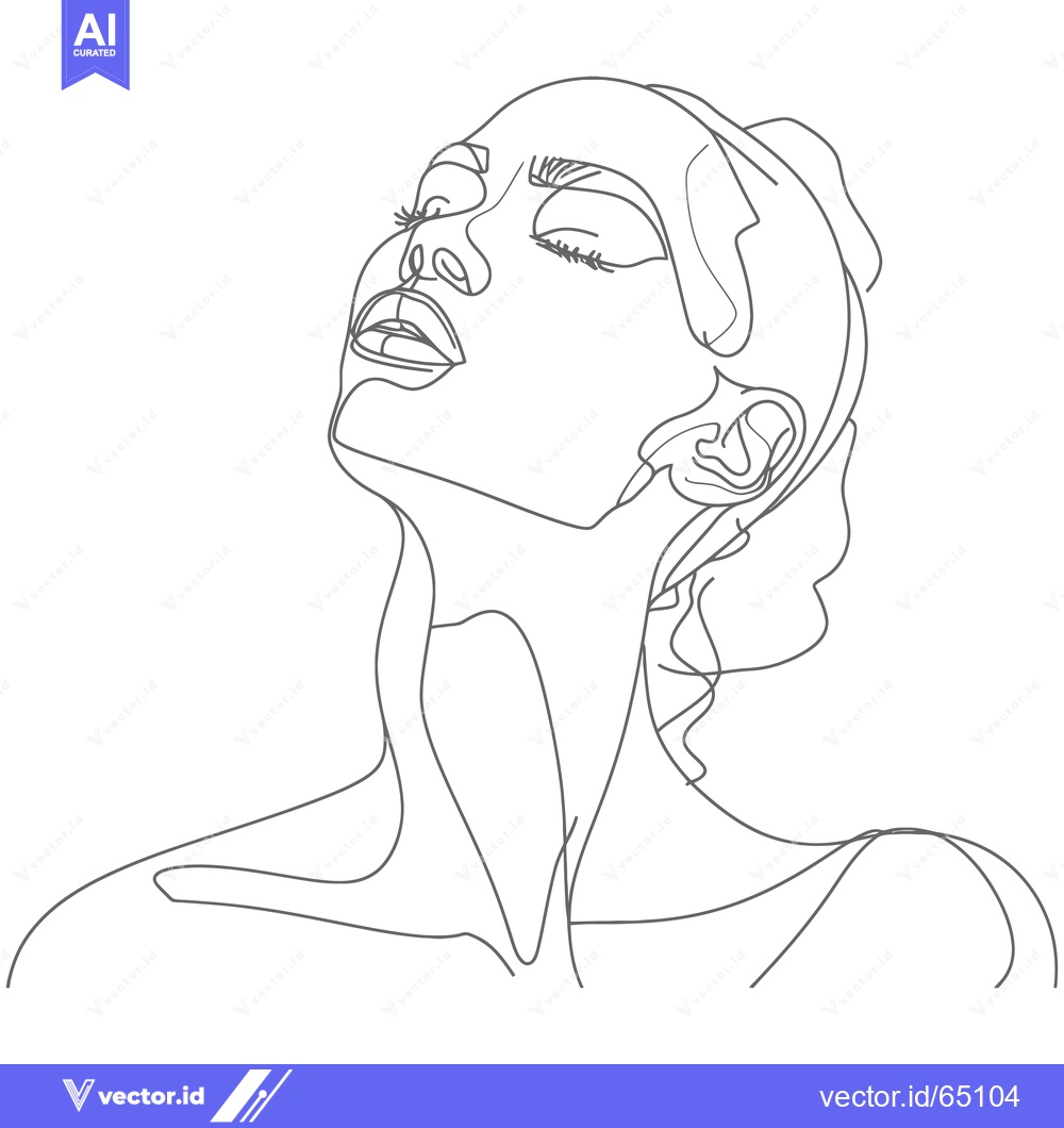 Premium Vector of Single Line Drawing of a Woman's Face with Closed Eyes Tilted Upwards